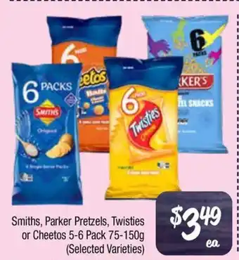 Farmer Jack's Smiths, Parker Pretzels, Twisties or Cheetos offer