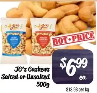 Farmer Jack's JC's Cashews Salted or unsalted offer