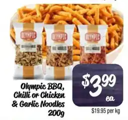 Farmer Jack's Olympic BBQ, Chilli or Chicken & Garlic Noodles offer