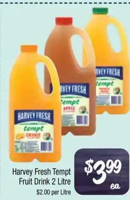 Farmer Jack's Harvey Fresh Tempt Fruit Drink offer