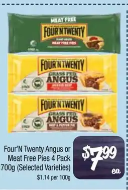 Farmer Jack's Four'N Twenty Angus or Meat Free Pies offer