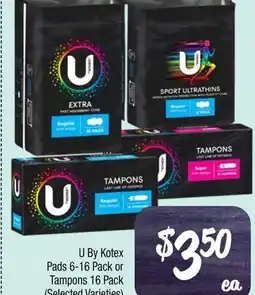 Farmer Jack's U By Kotex Pads  or Tampons offer