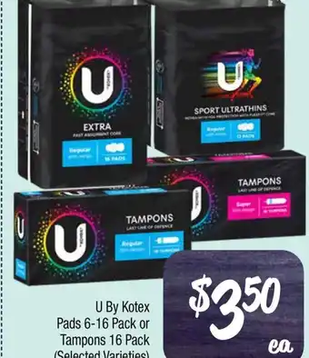 Farmer Jack's U By Kotex Pads  or Tampons offer