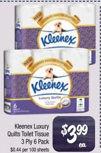 Farmer Jack's Kleenex Luxury Quilts Toilet Tissue 3 Ply 6 Pack offer