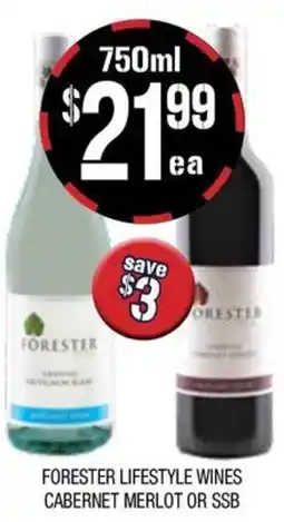 Farmer Jack's Forester lifestyle wines cabernet merlot or ssb offer