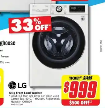 The Good Guys 12kg Front Load Washer offer