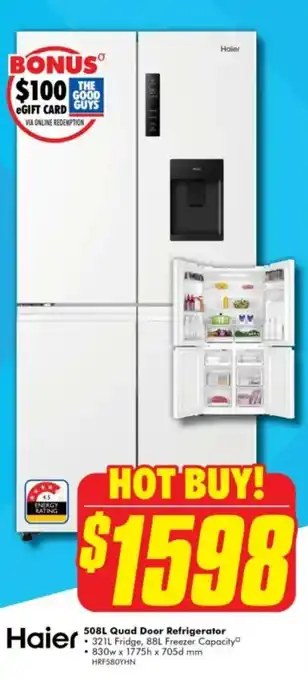 The Good Guys Quad Door Refrigerator offer