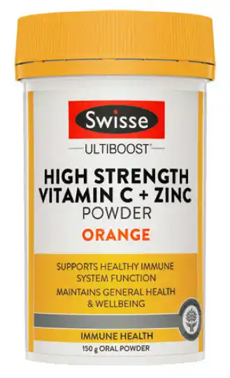 ePharmacy Swisse ultiboost high strength vitamin c + zinc orange 150g powder offer