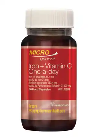 ePharmacy Microgenics iron + vitamin c one-a-day 30 capsules offer