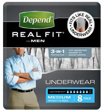 Depend real fit men underwear medium 8 pack
