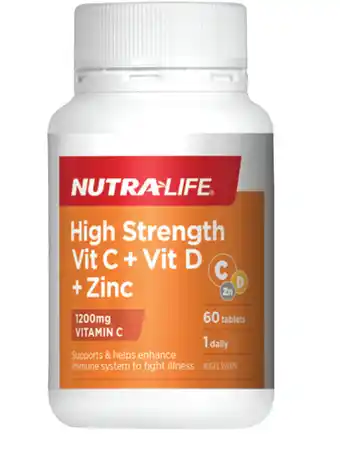 ePharmacy Nutra-life high strength vit c + vit d + zinc 60 tablets offer