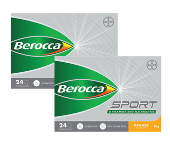 ePharmacy Berocca sport electrolyte powder orange 24 pack offer