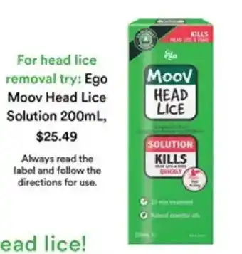 Priceline Ego Moov Head Lice Solution offer