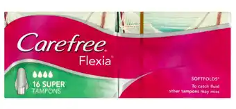 Chemist Warehouse Carefree flexia tampons super 16 pack offer