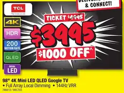 JB Hi-Fi 98" 4k Mini Led Qled Google Tv offer