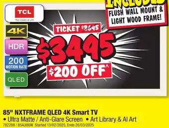 JB Hi-Fi 85" NXTFRAME QLED 4K Smart TV offer