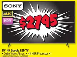 JB Hi-Fi 85" 4K Google LED TV offer