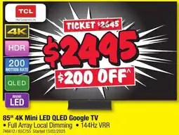 JB Hi-Fi 85" 4K Mini LED QLED Google TV offer