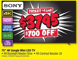 JB Hi-Fi 75" 4K Google Mini LED TV offer