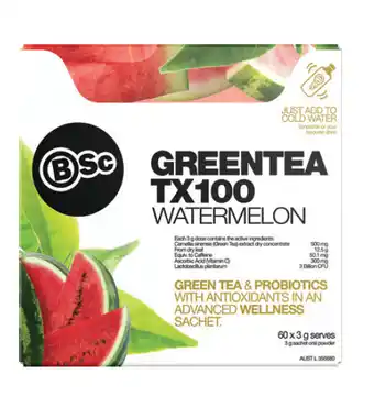 Chemist Warehouse Bsc green tea tx100 watermelon 60 x 3g serve offer