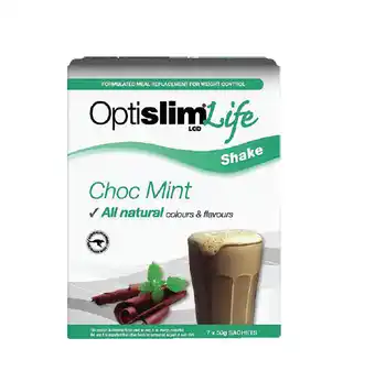 Chemist Warehouse Optislim life shake choc mint 50g x 7 offer