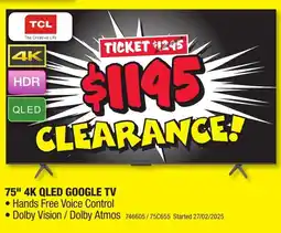 JB Hi-Fi 75" 4k qled google tv offer