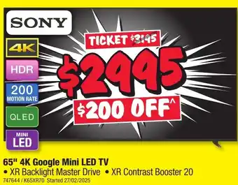 JB Hi-Fi 65" 4K Google Mini LED TV offer