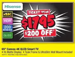 JB Hi-Fi 65" Canvas 4K QLED Smart TV offer