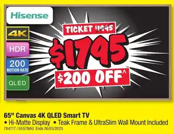 JB Hi-Fi 65" Canvas 4K QLED Smart TV offer