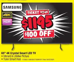 JB Hi-Fi 65" 4K Crystal Smart LED TV offer