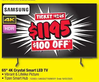 JB Hi-Fi 65" 4K Crystal Smart LED TV offer