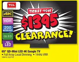 JB Hi-Fi 65" QD-Mini LED 4K Google TV offer