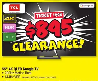 JB Hi-Fi 55" 4K QLED Google TV offer