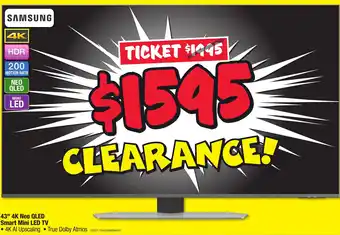 JB Hi-Fi 43" 4K Neo QLED Smart Mini LED TV offer