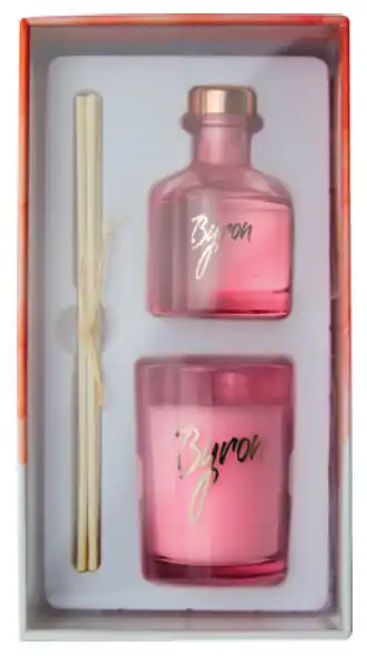 Chemist Warehouse Byron rose blackcurrant & cedarwood candle and diffuser mini set offer