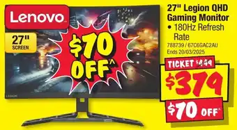 JB Hi-Fi 27" Legion QHD Gaming Monitor offer