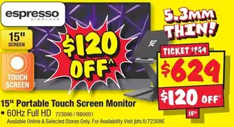 JB Hi-Fi 15" Portable Touch Screen Monitor offer