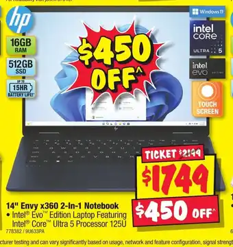 JB Hi-Fi 14" Envy x360 2-In-1 Notebook offer