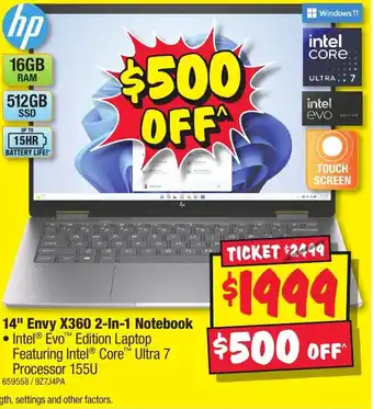 JB Hi-Fi 14" Envy X360 2-In-1 Notebook offer