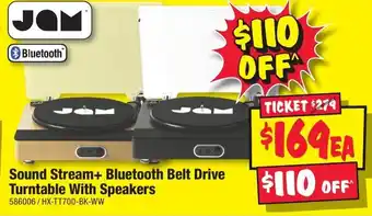 JB Hi-Fi Sound Stream+ Bluetooth Belt Drive Turntable With Speakers offer