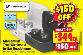 JB Hi-Fi Momentum True Wireless 4 In-Ear Headphones offer