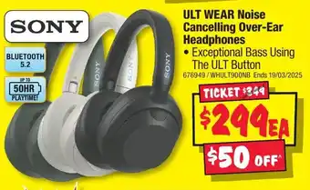 JB Hi-Fi ULT WEAR Noise Cancelling Over-Ear Headphones offer