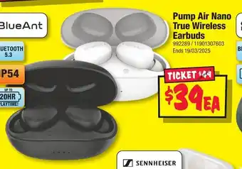 JB Hi-Fi Pump Air Nano True Wireless Earbuds offer