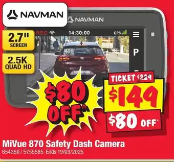 JB Hi-Fi MiVue 870 Safety Dash Camera offer