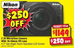 JB Hi-Fi Z 30 Mirrorless Camera With 16-50mm VR Lens offer