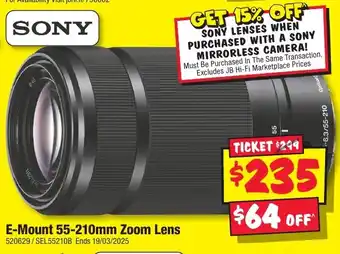 JB Hi-Fi E-Mount 55-210mm Zoom Lens offer