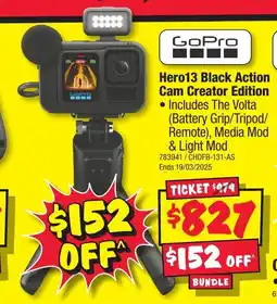 JB Hi-Fi Hero13 Black Action Cam Creator Edition offer