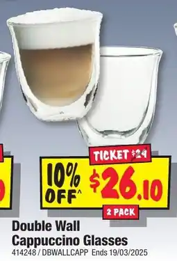 JB Hi-Fi Double Wall Cappuccino Glasses offer