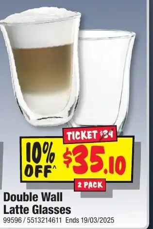 JB Hi-Fi Double Wall Latte Glasses offer