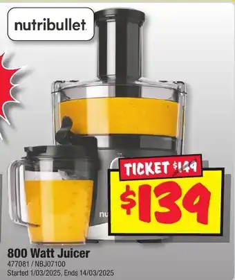 JB Hi-Fi 800 Watt Juicer offer